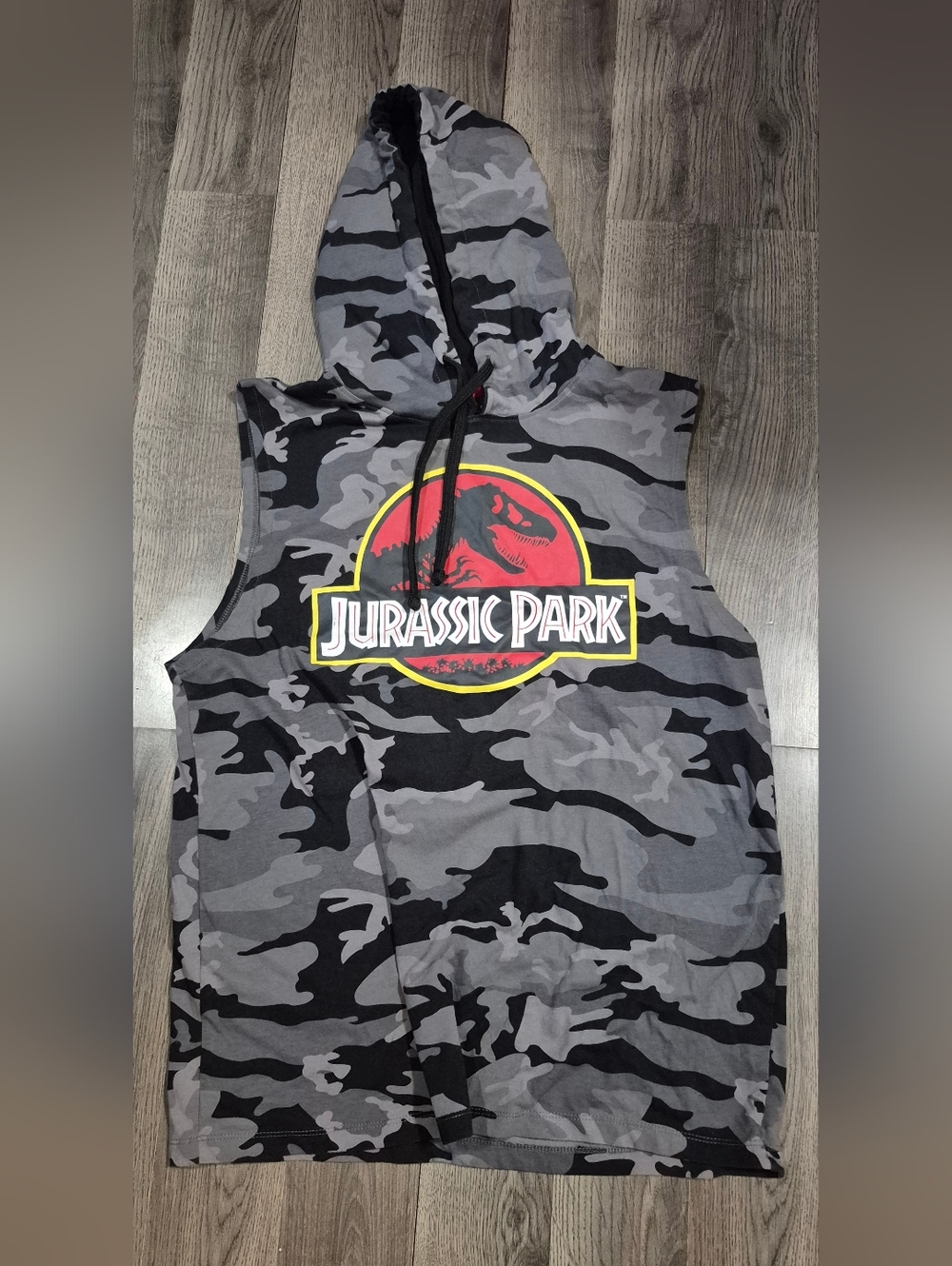 Mens Large Jurassic Park Tank Top With Hood